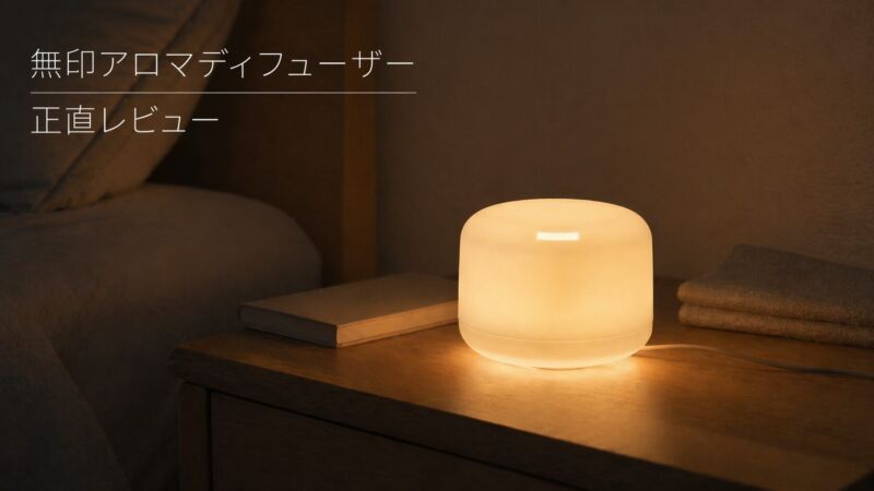無印良品アロマディフューザーの正直レビュー｜寝室で優しく光るリラックス空間のイメージ